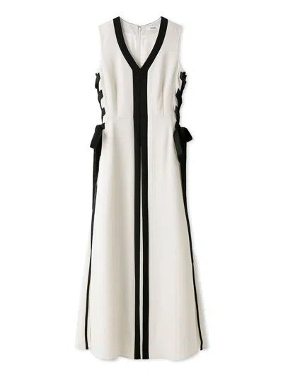 Snidel Elegant Pleated Side-tie Maxi Dress In White