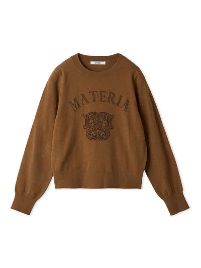 Snidel Emblem Jacquard Knit Pullover In Brown