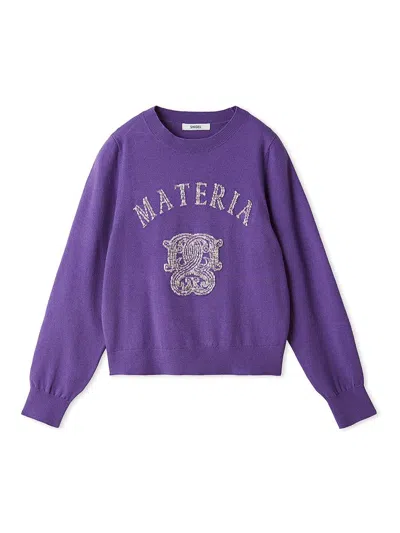 Snidel Emblem Jacquard Knit Pullover In Purple