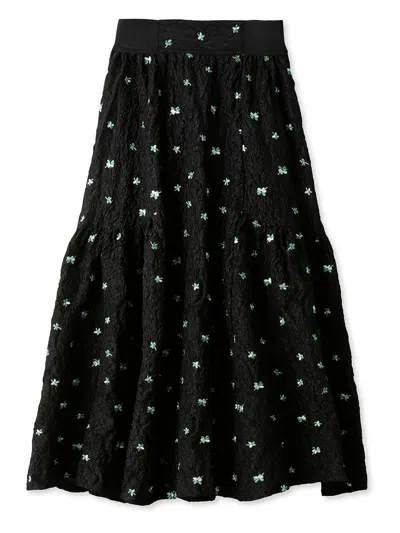 Snidel Embossed Jacquard Volume Gather Midi Skirt