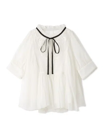 Snidel Embroidered Crinkle Blouse In Gray