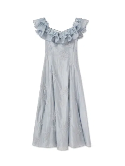 Snidel Embroidered Maxi Dress In Blue