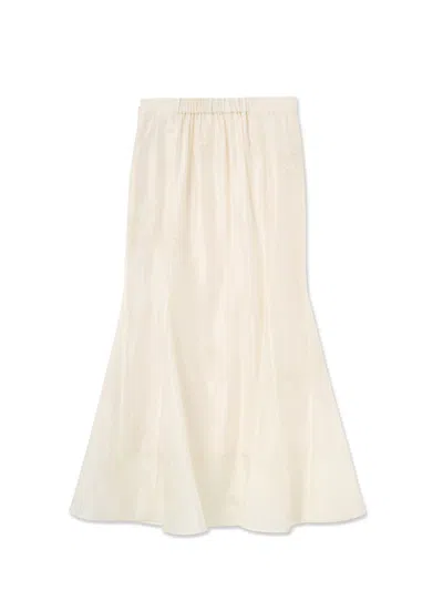 Snidel Embroidered Mermaid Skirt In Ivory