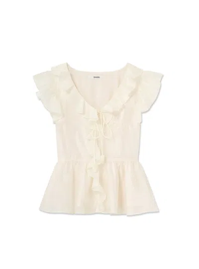 Snidel Embroidered Ruffle Top In Ivory