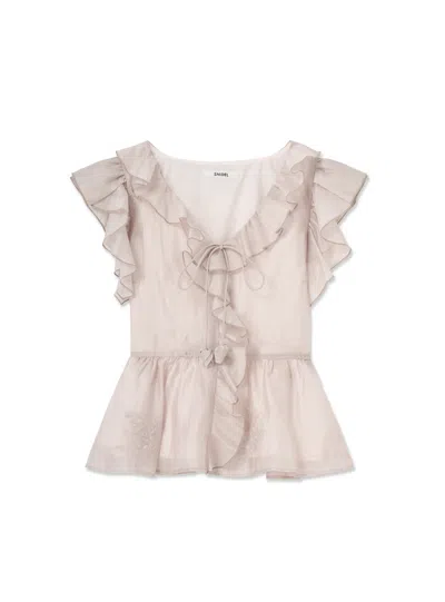 Snidel Embroidered Ruffle Top In Pink