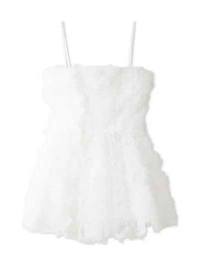 Snidel Embroidered Tulle Peplum Bustier Top In White