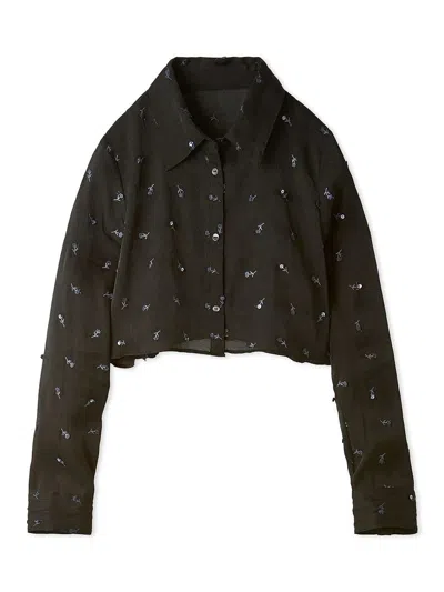 Snidel Embroidery Cropped Shirt In Black