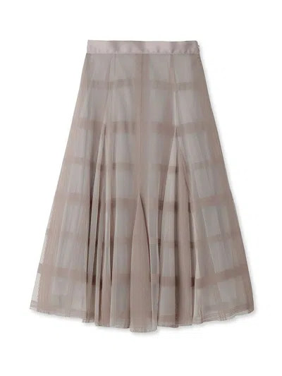 Snidel Flocked Check Tulle Skirt In Pink