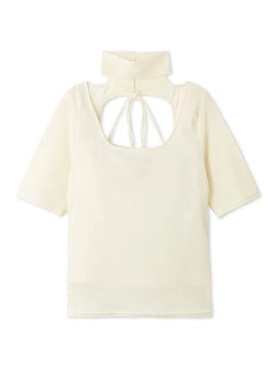 Snidel Flocky Tulle Cut Pullover In Yellow