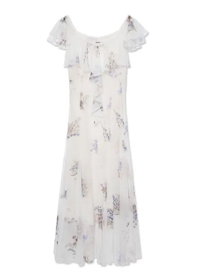 Snidel Floral Chiffon Dress In Ivory