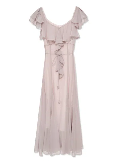 Snidel Floral Chiffon Dress In Lavender