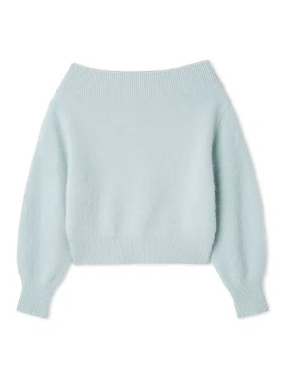 Snidel Fox Alpaca Off-shoulder Pullover In Blue
