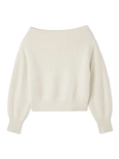 Snidel Fox Alpaca Off-shoulder Pullover In White