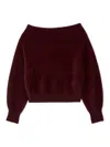 Snidel Fox Alpaca Off-shoulder Pullover In Burgundy
