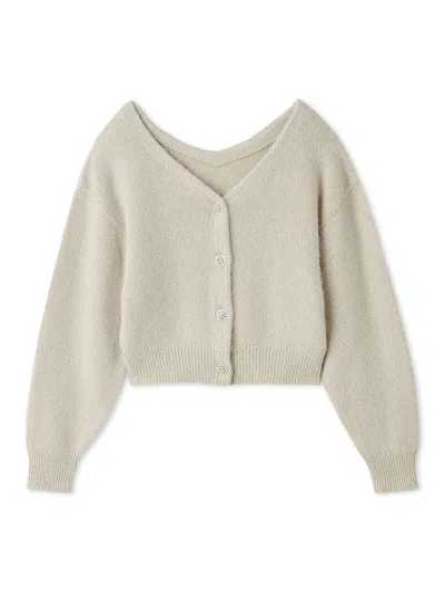 Snidel Fox Jeweled Cardigan In White