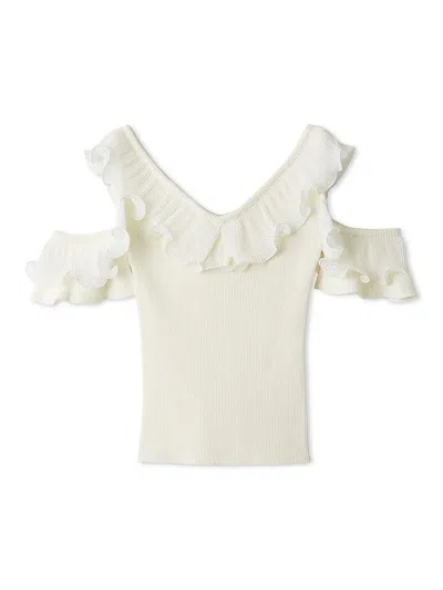 Snidel Frill Pleated Knit Pullover In Neutral