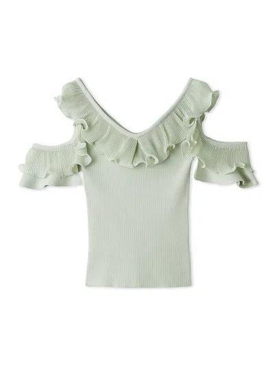 Snidel Frill Pleated Knit Pullover In Green