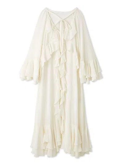 Snidel Frilled Drape Spring Maxi Dress In White