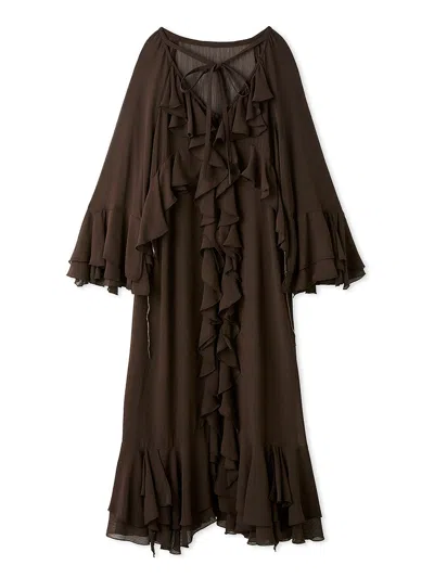 Snidel Frilled Drape Spring Maxi Dress In Brown