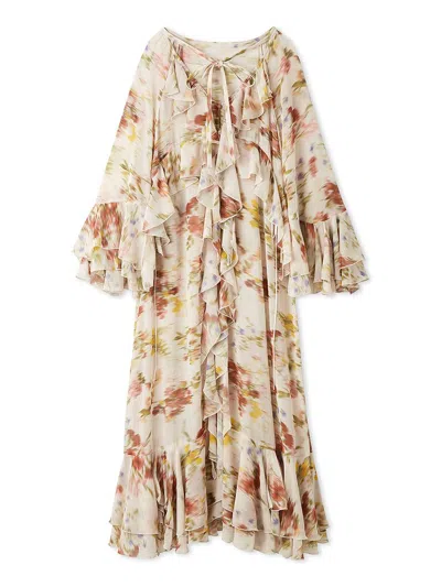 Snidel Frilled Drape Spring Maxi Dress In Multi