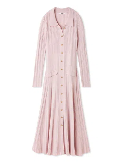 Snidel Front Button Knit Dress In Pink
