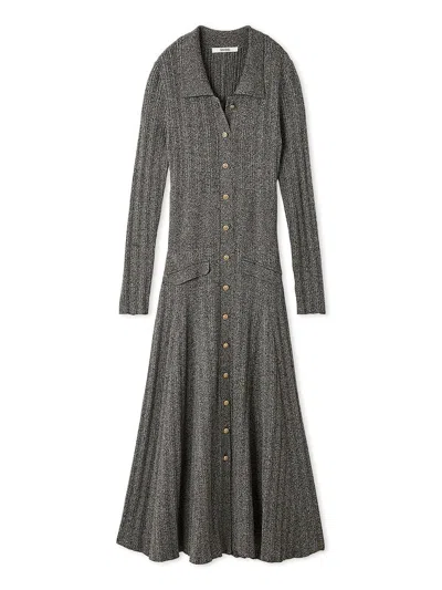 Snidel Front Button Knit Dress In Gray