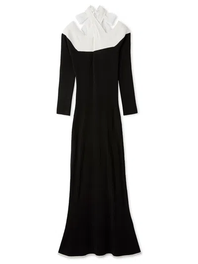 Snidel Front Cross Knit Dress In Black