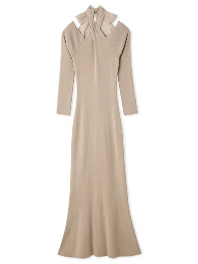 Snidel Front Cross Knit Dress In Neutral