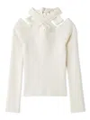 Snidel Front Cross Knit Pullover In White