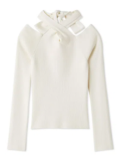 Snidel Front Cross Knit Pullover In White