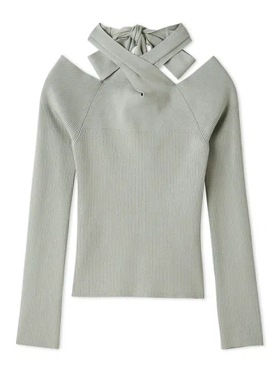 Snidel Front Cross Knit Pullover In Gray