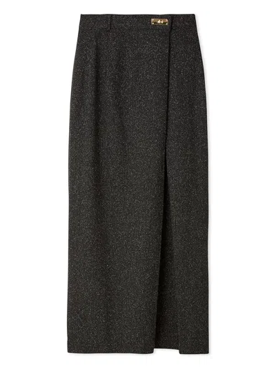 Snidel Front Slit High-waist Wrap Skirt In Black