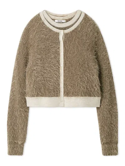 Snidel Fuzzy Sleeveless Top And Cropped Cardigan Set In Neutral