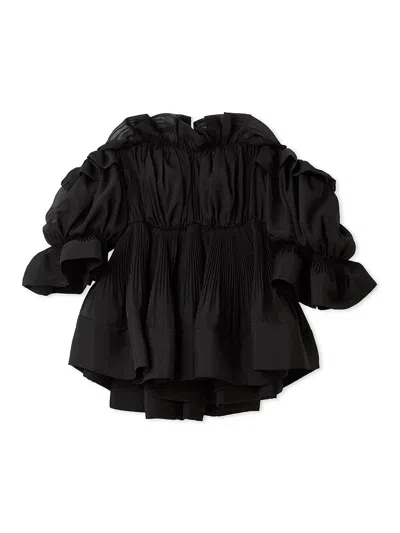 Snidel Gathered Frill Tunic Top In Black