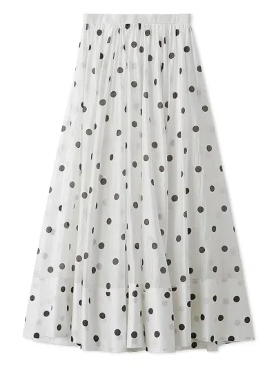 Snidel Gathered Volume Flare Skirt In White
