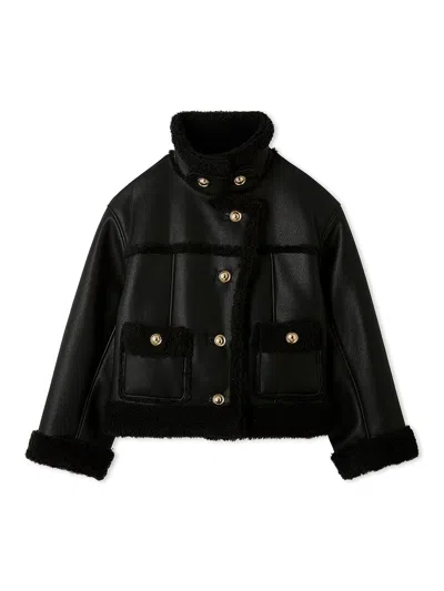 Snidel Gold Button Boa Jacket In Black