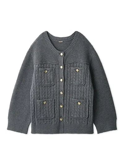 Snidel Gold-button Mid-length Cardigan In Gray