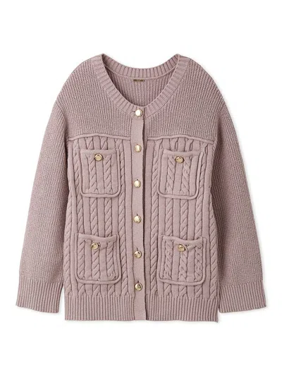 Snidel Gold-button Mid-length Cardigan In Light Pink