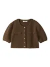 Snidel Half-sleeve Cropped Cardigan In Brown