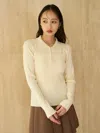 Snidel Half-zip Polo Knit Pullover In Yellow