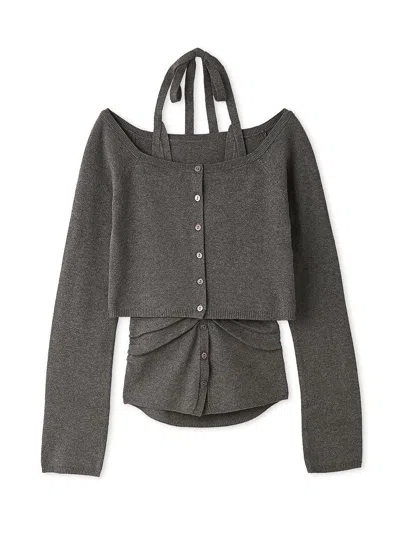 Snidel Halter Camisole & Cardigan Set In Gray