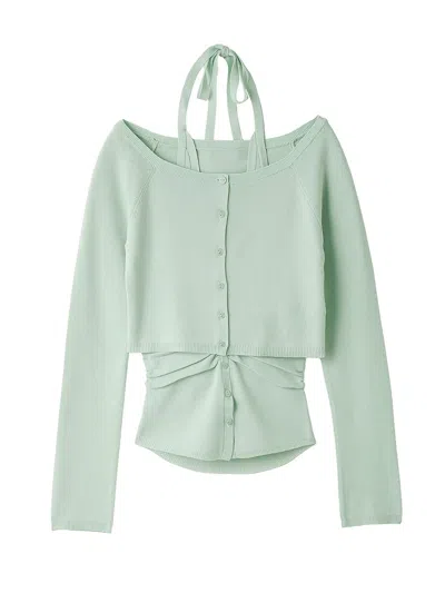 Snidel Halter Camisole & Cardigan Set In Green