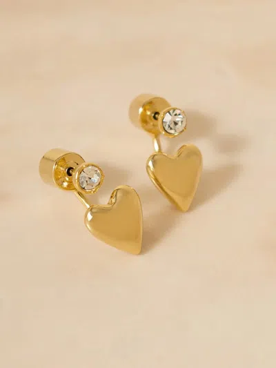Snidel Heart Back Stud Earrings In Gold