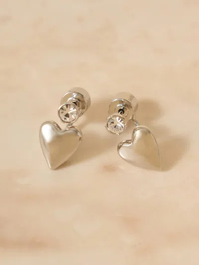 Snidel Heart Back Stud Earrings In Silver