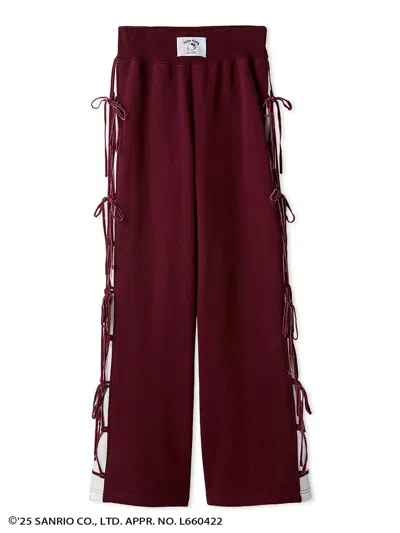 Snidel [hello Kitty] Lace-up Pants In Burgundy