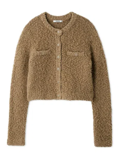 Snidel High Quality Alpaca Silk Blend Knit Jacket In Brown