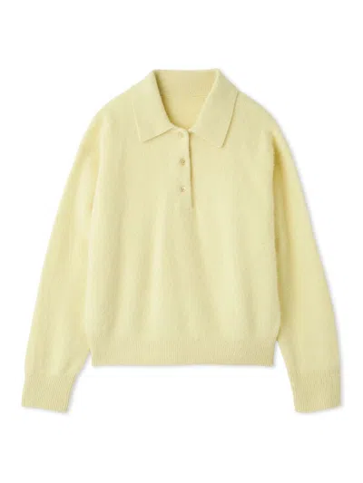 Snidel [high Quality Collection] Fox Cashmere Knit Polo In Yellow