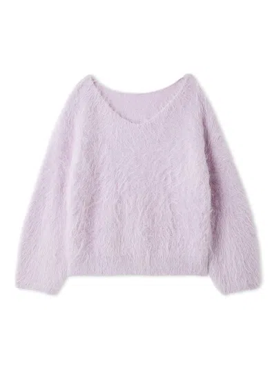 Snidel [high Quality Collection] Suri Alpaca V-neck Pullover In Purple