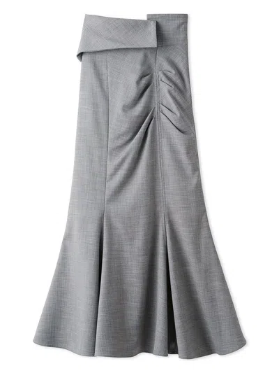 Snidel High Waist Draped Maxi Skirt In Gray