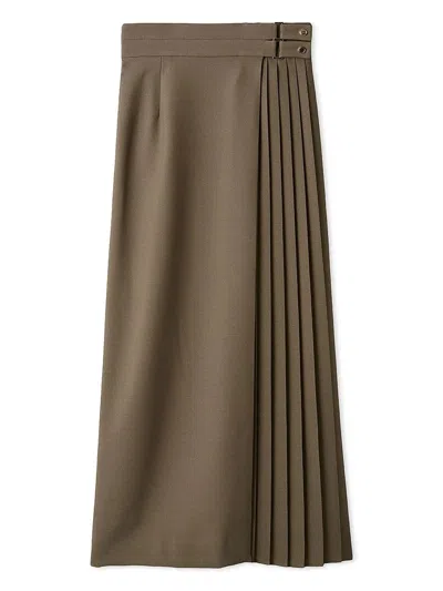 Snidel High-waist Pleated Long Skirt In Brown